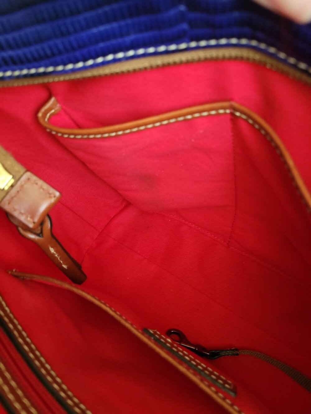 Dooney & Bourke Lizard Embossed Small Lexington Tote Blue Leather Shoulder Bag - Picture 8 of 15